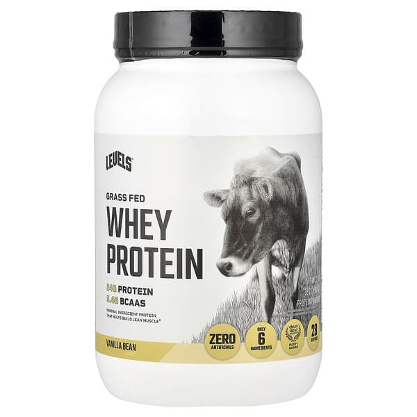Levels, Grass Fed Whey Protein Powder, Vanilla Bean, 2 lb (907 g)