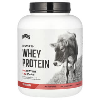 Levels, Poudre de protéines de lactosérum d'animaux nourris à l'herbe, fraise, 2,27 kg