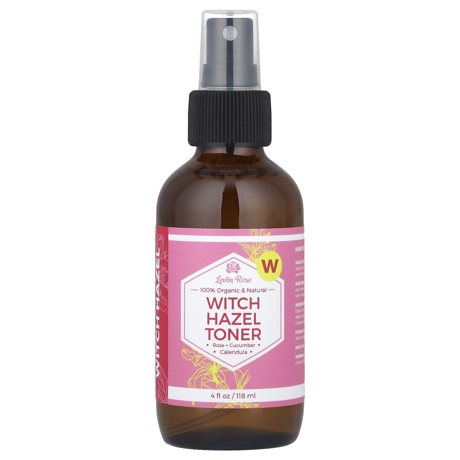 100% Organic & Natural, Witch Hazel Toner, 4 fl oz (118 ml)