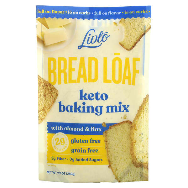Livlo, Bread Loaf, Keto Baking Mix With Almond & Flax, 9.9 oz (280 g) (Discontinued Item) 