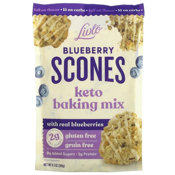 Livlo, Blueberry Scones, Keto Baking Mix with Real Blueberries, 9.5 oz (269 g)
