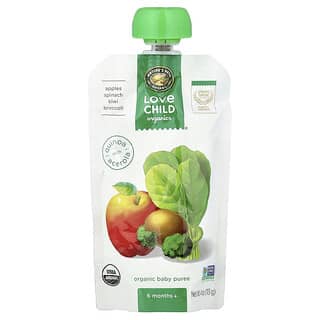 Love Child Organics, Organic Baby Puree, 6 Months+, Apples, Spinach, Kiwi, Broccoli, 4 oz (113 g)