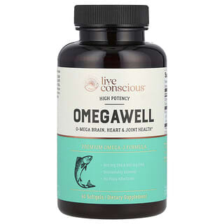 Live Conscious, OmegaWell, ad alta potenza, 60 capsule molli