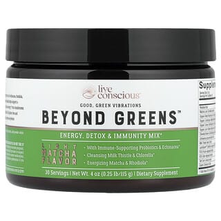 Live Conscious, Beyond Greens, Energie, Detox & Immuniteitsmix, Lichte Matcha, 115 g