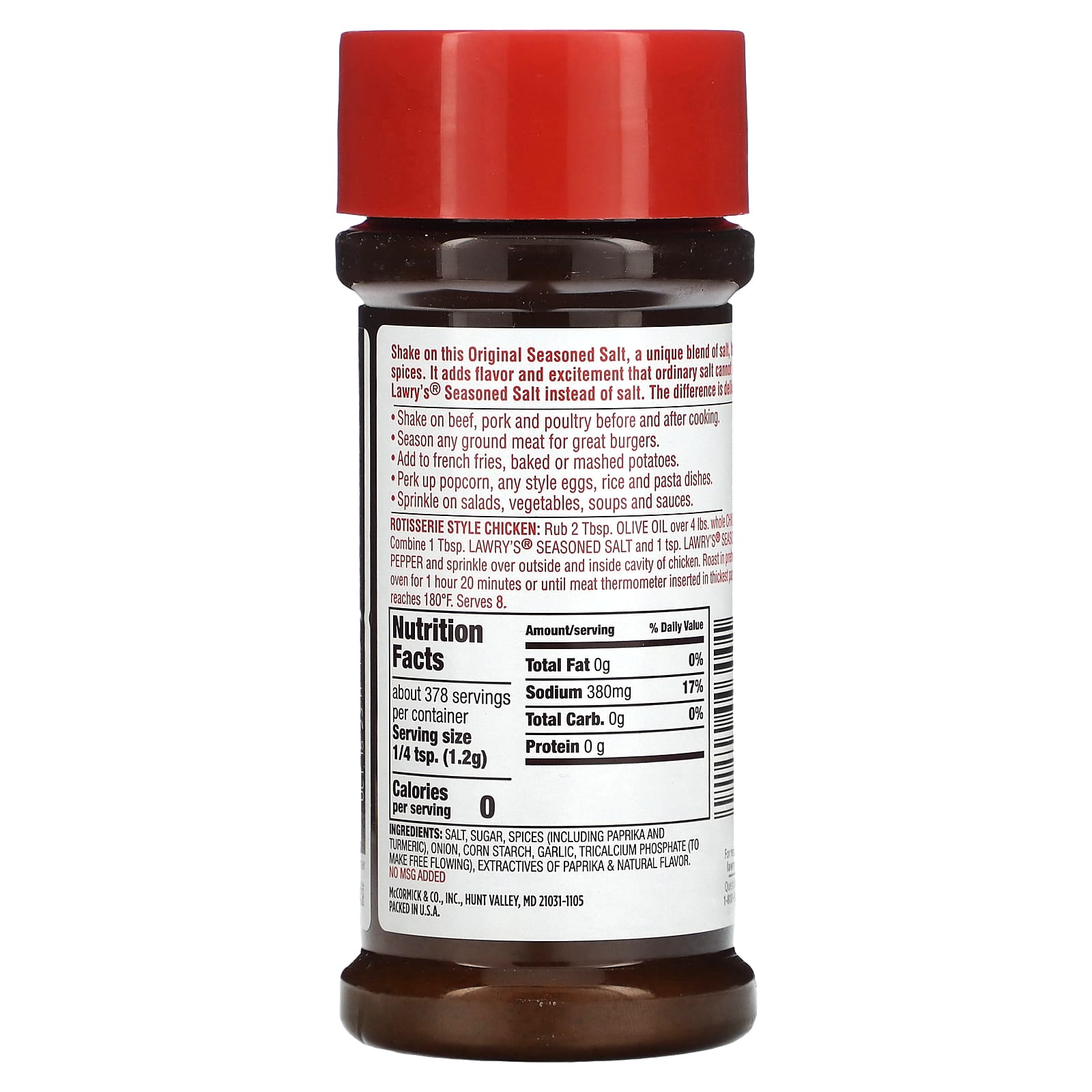 Lawry's, Seasoned Salt, The Original, 16 oz, (453 g)