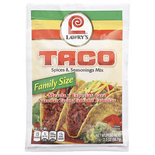 Lawry's, Mezcla de especias y condimentos para tacos, Tamaño familiar, 56,7 g (2 oz)