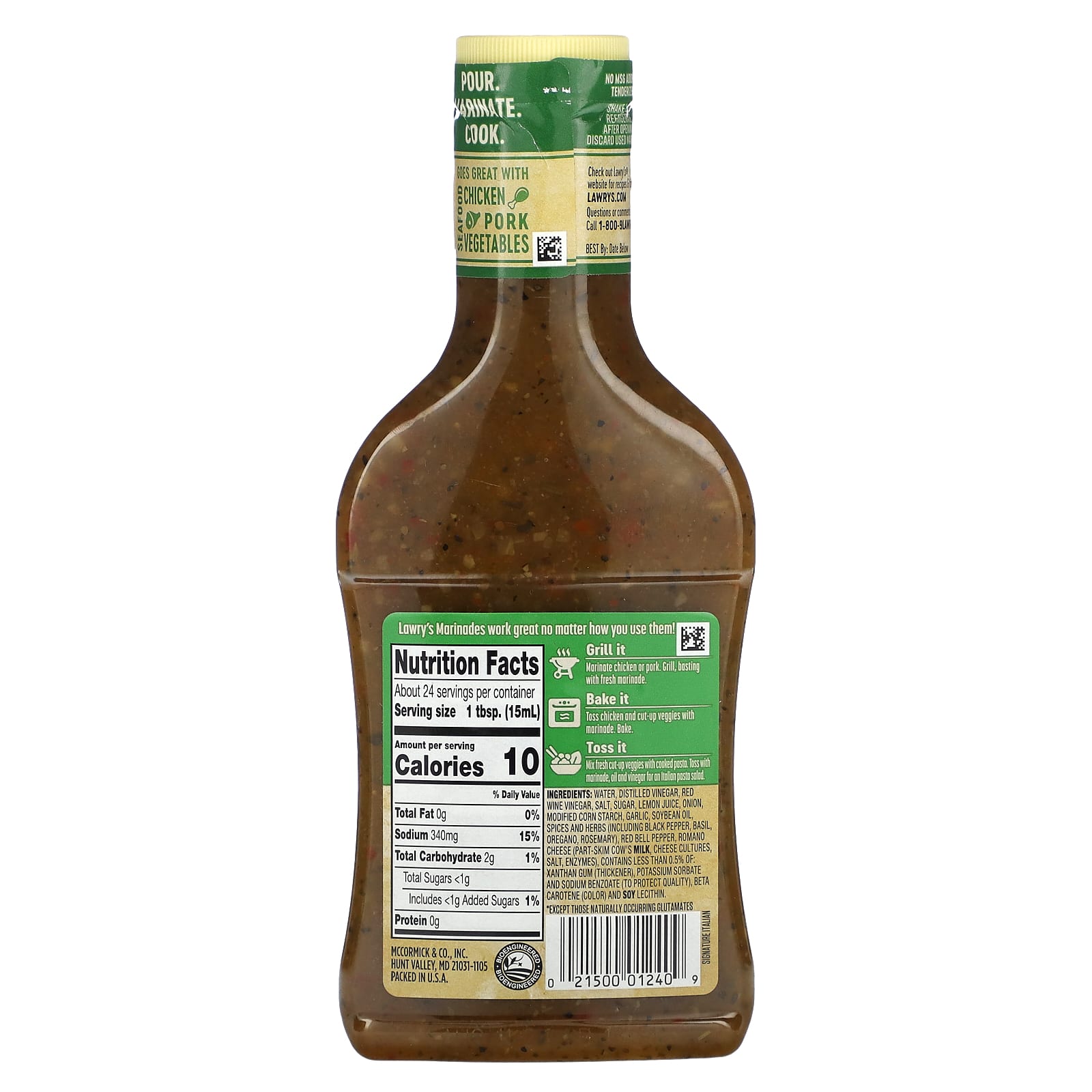 Lawry's, Marinade, Signature Italian With Garlic, Onion & Herbs, 12 fl