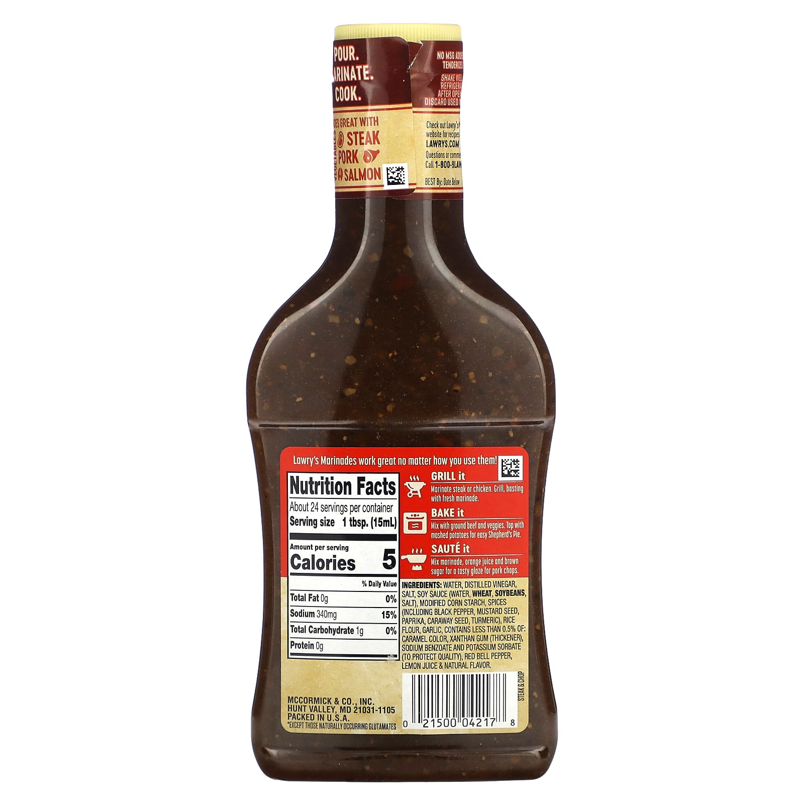 Lawry's, Marinade, Steak & Chop , 12 fl oz (354 ml)