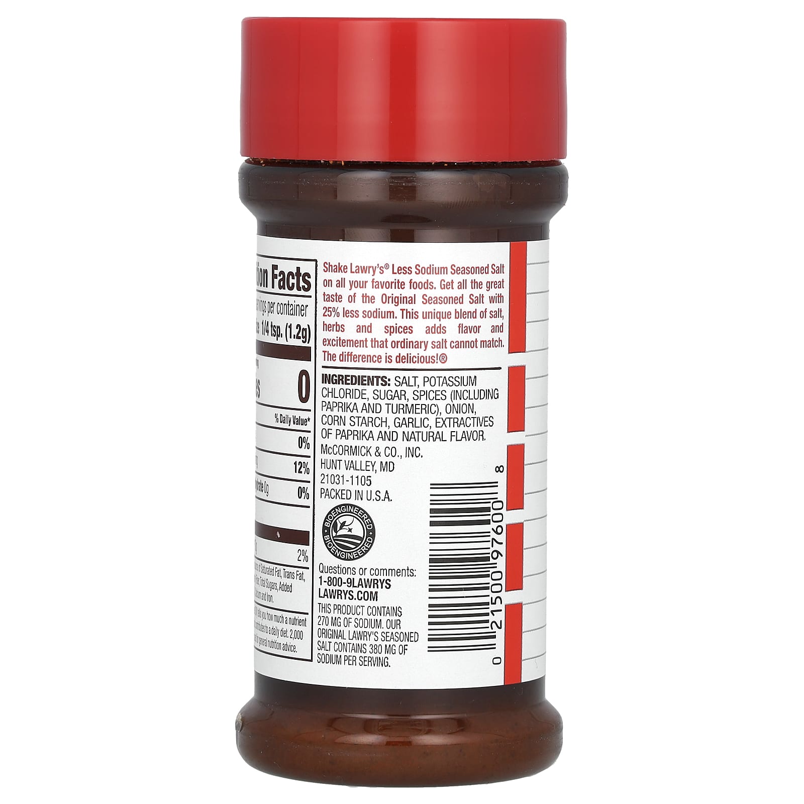 Lawry's, Seasoned Salt, Less Sodium, 8 oz (226 g)
