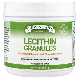 Lewis Labs, Granule de lecitină, nucă de cocos naturală și ananas, 16 oz (454 g)