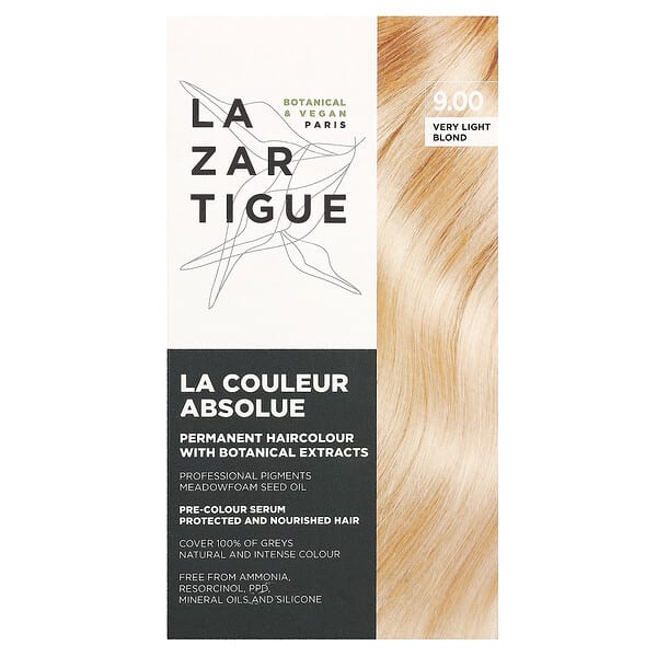Lazartigue, 含植物提取物的長效染髮劑，9.00 淺金色，1 次使用