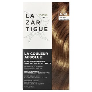Lazartigue, Tinte para el cabello permanente con extractos botánicos, 6.30 Rubio oscuro dorado, 1 aplicación