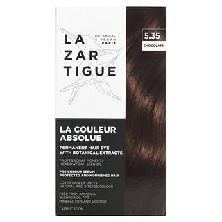 Lazartigue, Tinte permanente para el cabello con extractos botánicos, Chocolate 5.35, 1 aplicación
