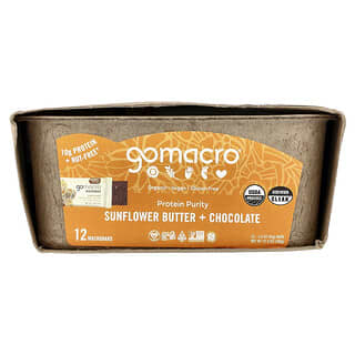 GoMacro, MacroBar®, Protein Purity, Zonnebloempasta + Chocolade, 12 repen, 65 g per stuk
