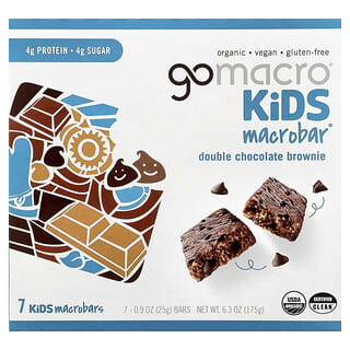 GoMacro, Macrobar® para niños, Brownie con doble chocolate, 7 barritas, 25 g (0,9 oz) cada una