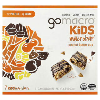 GoMacro, Kids MacroBar®, Peanut Butter Cup, 7 Bars, 25 g (0.9 oz) Each