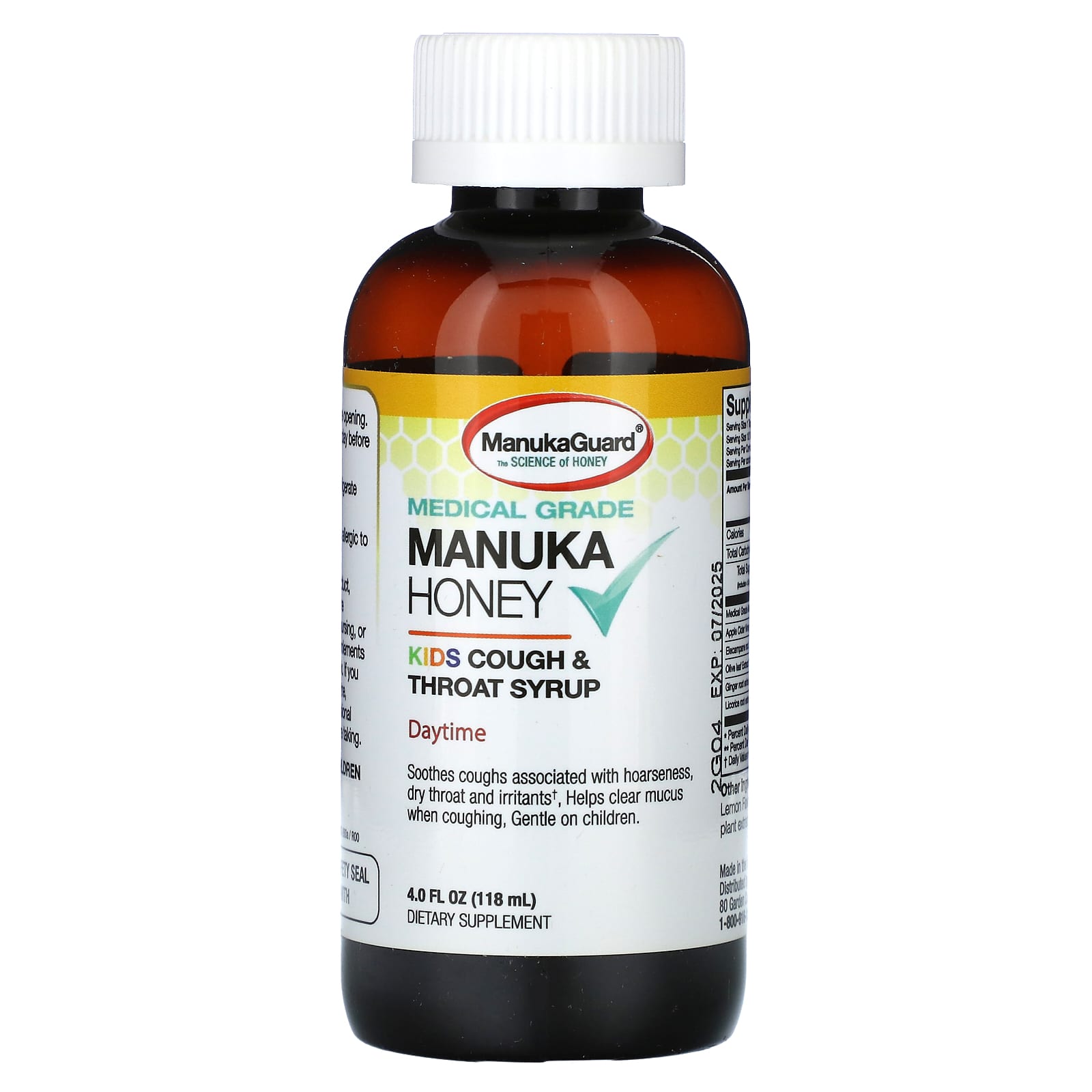 ManukaGuard, Manuka Honey, Kids Cough & Throat Syrup, Daytime, Honey