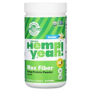 Manitoba Harvest, Organic Hemp Yeah!, Max Fiber Hemp Protein Powder, Vanilla, 1 lb (454 g)
