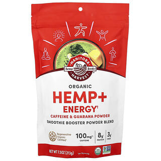 Manitoba Harvest, 유기농 대마 + 에너지, 스무디 부스터 분말 혼합물, 카페인 & 과라나, 213g(7.5oz)