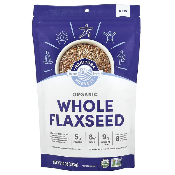 Organic Whole Flaxseed, 10 oz (283 g)