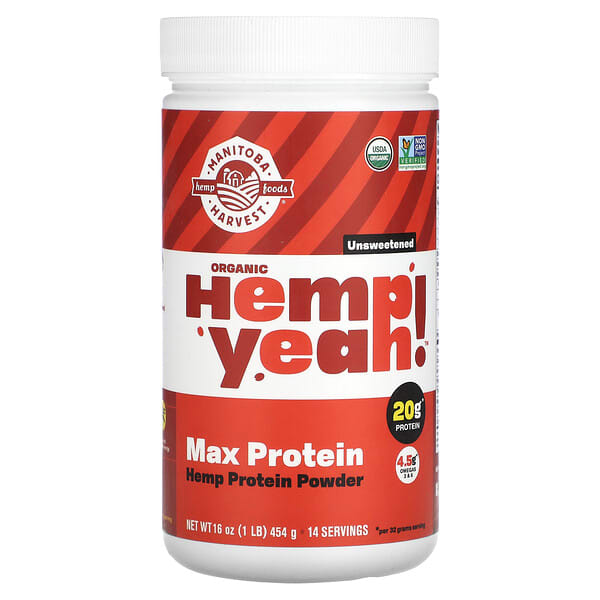 Manitoba Harvest, Organic Hemp Yeah!, Max Protein Powder, Unsweetened, 1 lb (454 g)