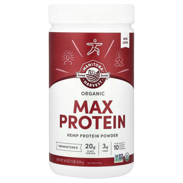 Organic Max Protein Powder, Unsweetened, 1 lb (454 g)