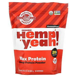 Manitoba Harvest, Orgánico, Hemp Yeah !, Proteína en polvo, Proteína máxima, Sin endulzar, 907 g (32 oz)