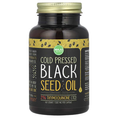 Maju Superfoods, Cold-Pressed Black Seed Oil, 500 mg, 60 Capsules