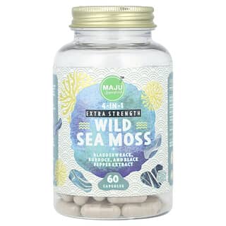 Maju Superfoods, Wild Sea Moss, wildes Seemoos, extra stark, 60 Kapseln