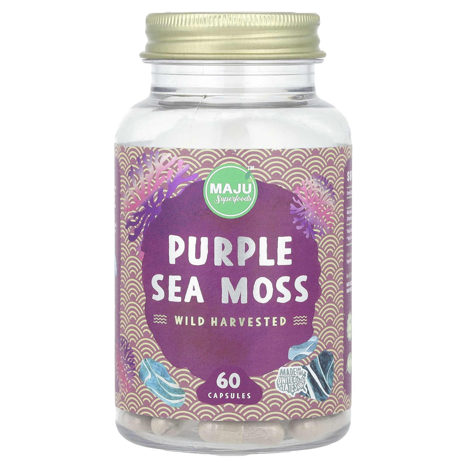 miamaua ミアマウモンスターズ　ファーグラキリス 　パープル Purple Sea Moss, 60 Capsules (500 mg per Capsule)