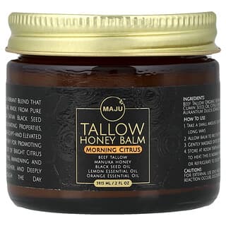 Maju Superfoods, Bálsamo de miel y sebo, Cítricos matutinos, 59,15 ml (2 oz. líq.)