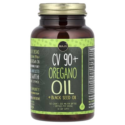 Maju Superfoods, CV 90 Oregano Oil + Black Seed Oil, 60 Softgels