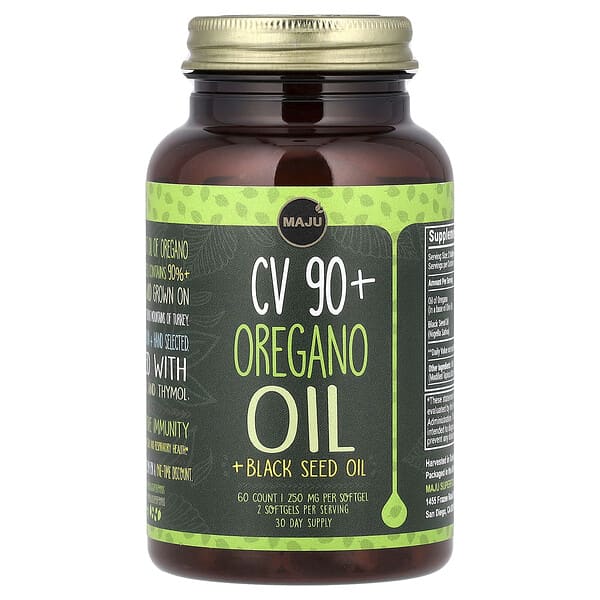 CV 90+ Oregano Oil + Black Seed Oil, 60 Softgels