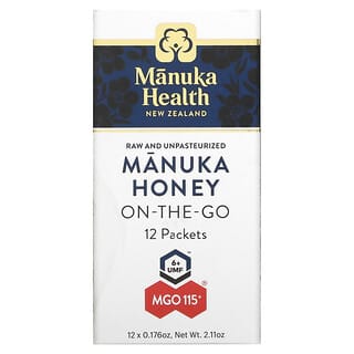 Manuka Health, Miel de manuka para llevar, MGO 100+, 12 sobres, 5 g (0,176 oz) cada uno