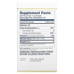 Manuka Health, Manuka Honey Lozenges, Propolis, MGO 400+, 15 Lozenges