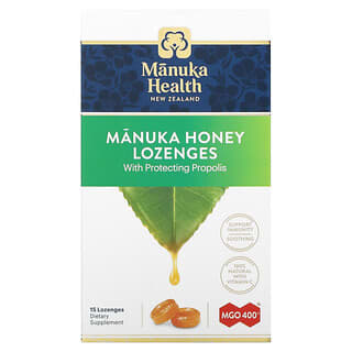 Manuka Health, Pastillas de miel de Manuka, Propóleo, MGO 400+, 15 pastillas