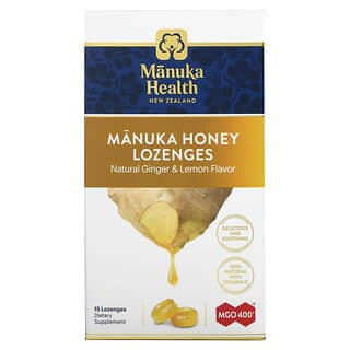 Manuka Health, 마누카 꿀 사탕 정제, MGO 400 +, 생강 & 레몬, 15개