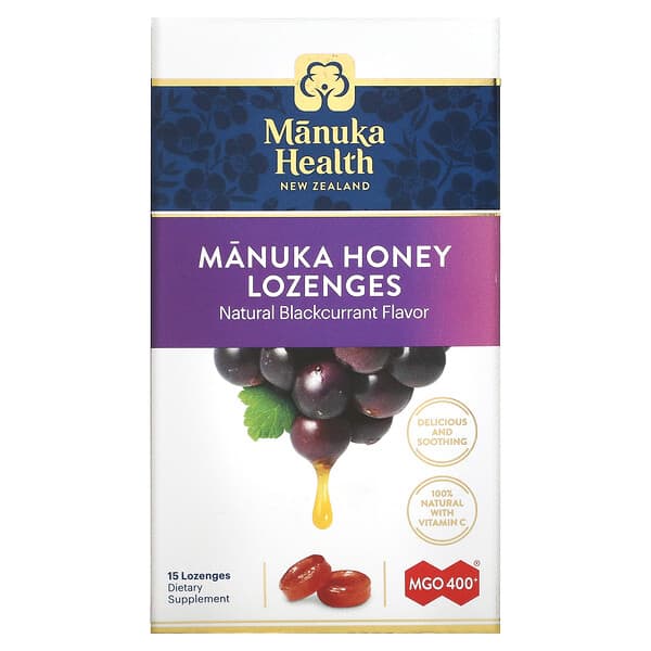 Manuka Health, 麥盧卡蜂蜜含片，黑醋栗，MGO 400+，15 片含片