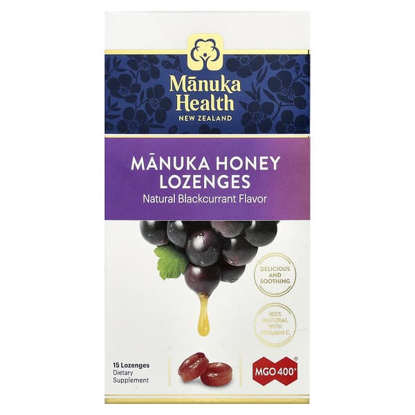 Manuka Health, 麥盧卡蜂蜜含片，黑醋栗，MGO 400+，15 片含片