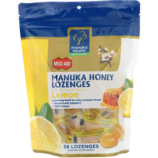 Manuka Health, Pastilhas de Mel de Manuka, MGO 400+, Limão, 58 Pastilhas de Mel de Manuka