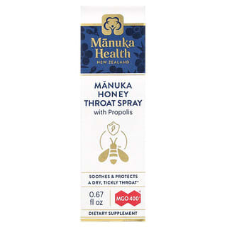 Manuka Health, Manuka Honey Throat Spray with Propolis, Manukahonig-Halsspray mit Propolis, MGO 400+, 0,67 fl. oz