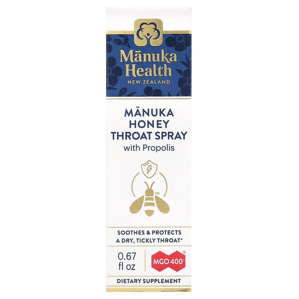Manuka Health, 含蜂膠麥盧卡蜂蜜喉部噴霧，MGO 400+，0.67 液量盎司