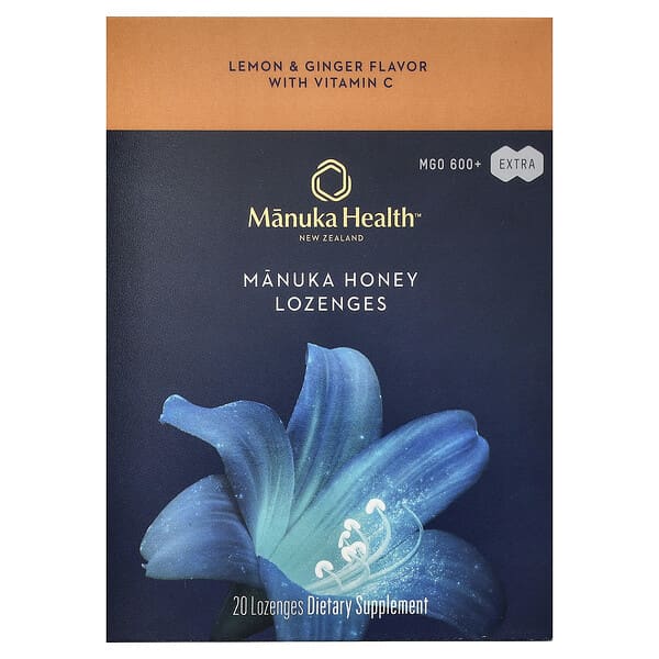 Manuka Honey Lozenges, Lemon & Ginger, MGO 600+, 20 Lozenges