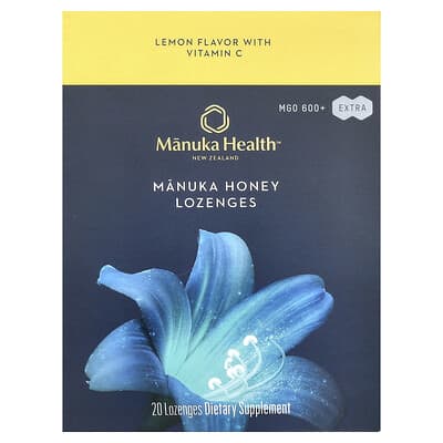 Manuka Health, Manuka Honey Pastilles, Lemon, MGO 600+, 20 Pastilles