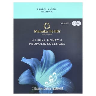 Manuka Health, Таблетки с мед от манука и прополис, MGO 600+, 20 таблетки за смучене