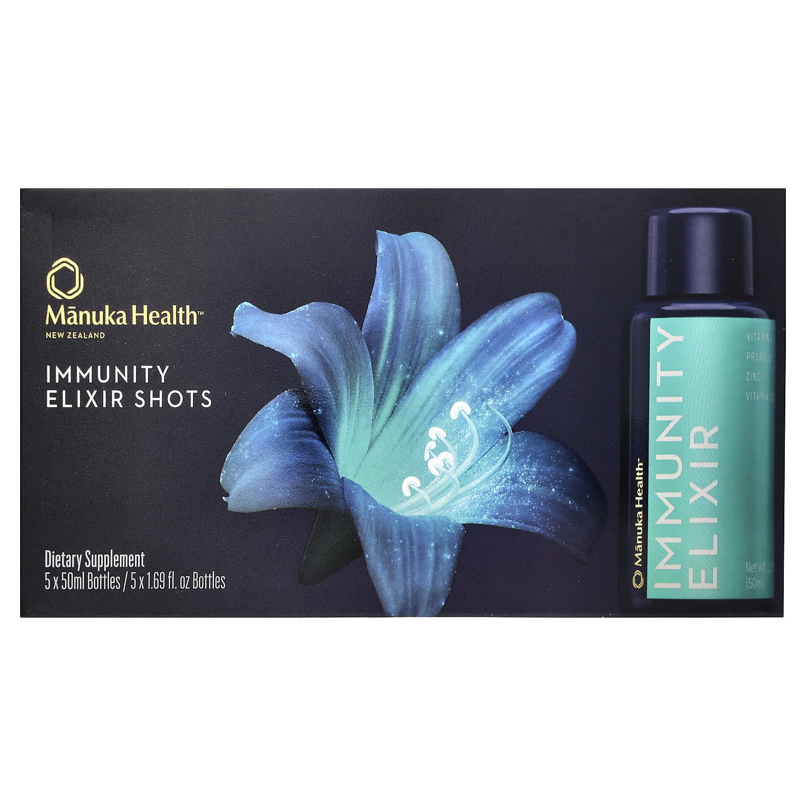 Immunity Elixir Shots, 5 Bottles, 1.69 fl oz (50 ml) Each