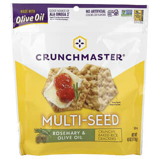 Crunchmaster, Biscoitos de Arroz Assado, Crocantes, Multisementes, Alecrim e Óleo de Oliva, 113 g (4 oz)