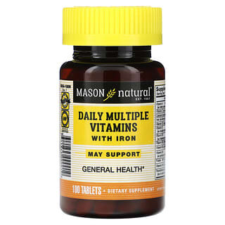 Mason Natural, Daily Multiple Vitamins With Iron, 100 Tablets