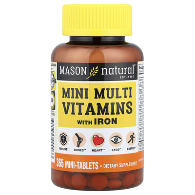 Mason Natural, Mini Multivitamins with Iron, 365 Mini Tablets