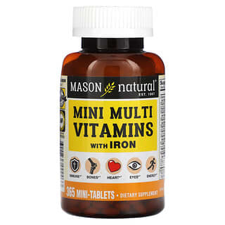 Mason Natural, Mini multivitamines avec fer, 365 mini comprimés